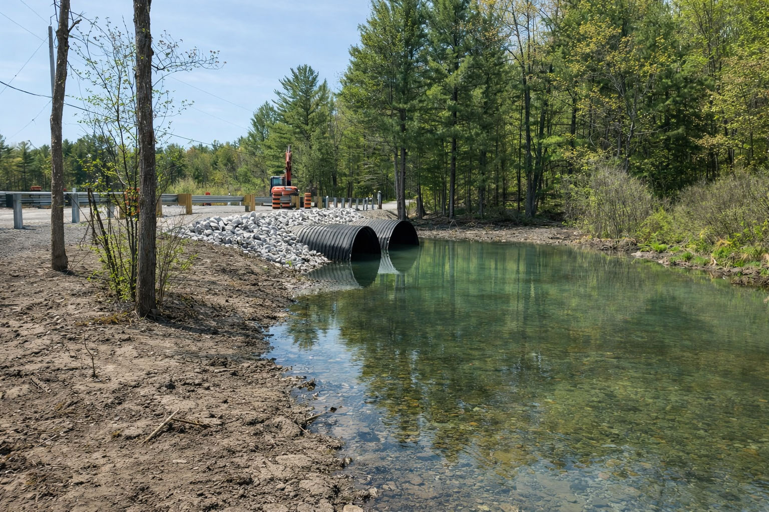 Culvert installation at Sniders Bay in Gravenhurst supporting municipal drainage infrastructure
