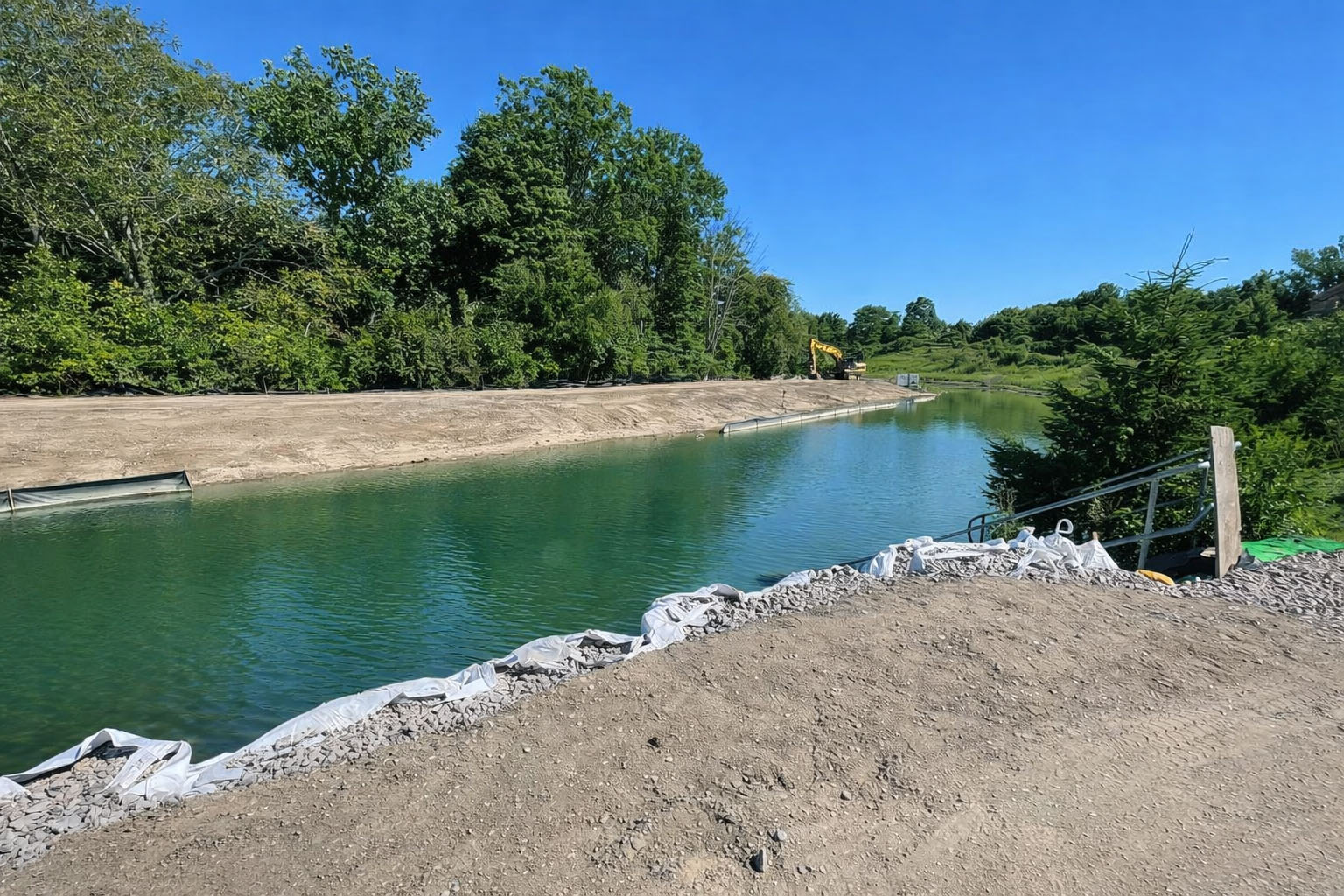 Sediment removal from municipal stormwater pond during infrastructure maintenance project in Ontario